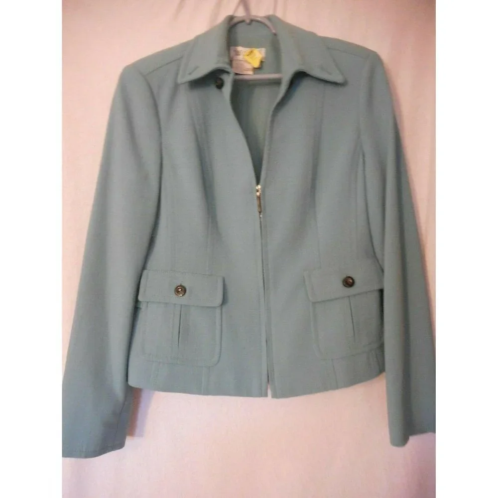 Worth Women's wool Blend Size 10 Green Blazer w/ pockets - Picture 1 of 6